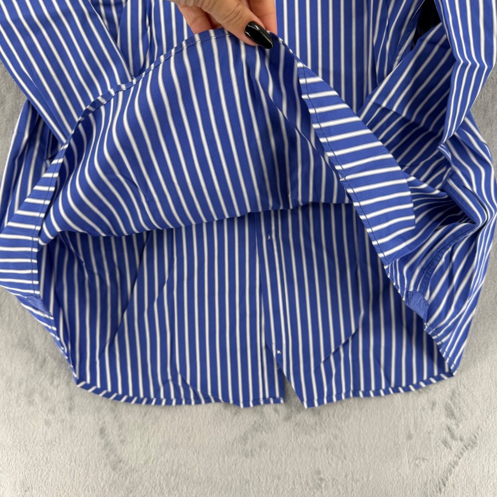 Lacoste Regular Fit Striped Button Down Shirt Mens XL 45 White Cotton Blue - Picture 11 of 16